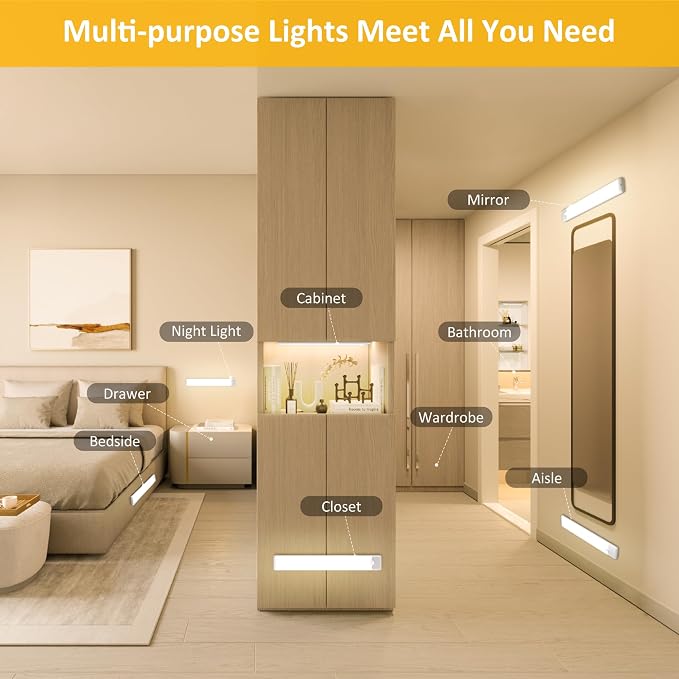 51-LED Motion Sensor Under Cabinet Lights, Magnetic Rechargeable Under Counter - Image 7
