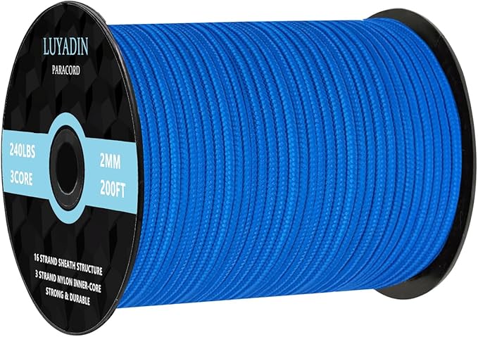 Paracord 240lb - Diameter 2mm Micro Utility Cord -3 Strand Parachute Spool Cord by LUYADIN
