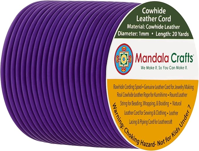 Mandala Crafts Round Genuine Purple Leather Cord by MandalaCrafts