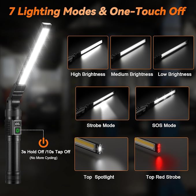 2Pack Magnetic Work Light, All Aluminum & 1500 High Lumens Rechargeable LED - Image 5