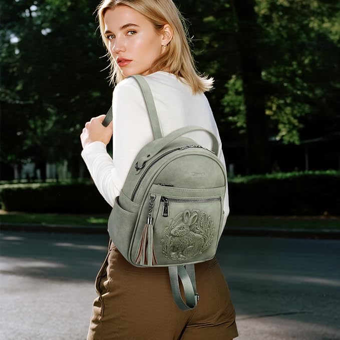 Mini Backpack Purse for Women, Embossed Leather Small Backpack Fashion Travel - Image 2
