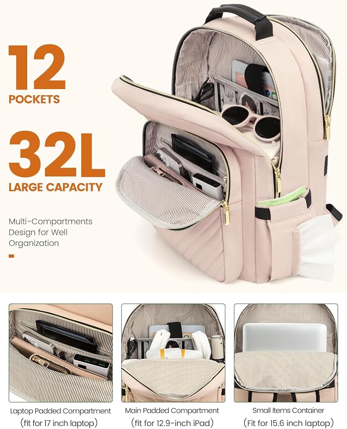 LOVEVOOK Laptop Backpack for Women, Travel Computer Work Bags - Image 2