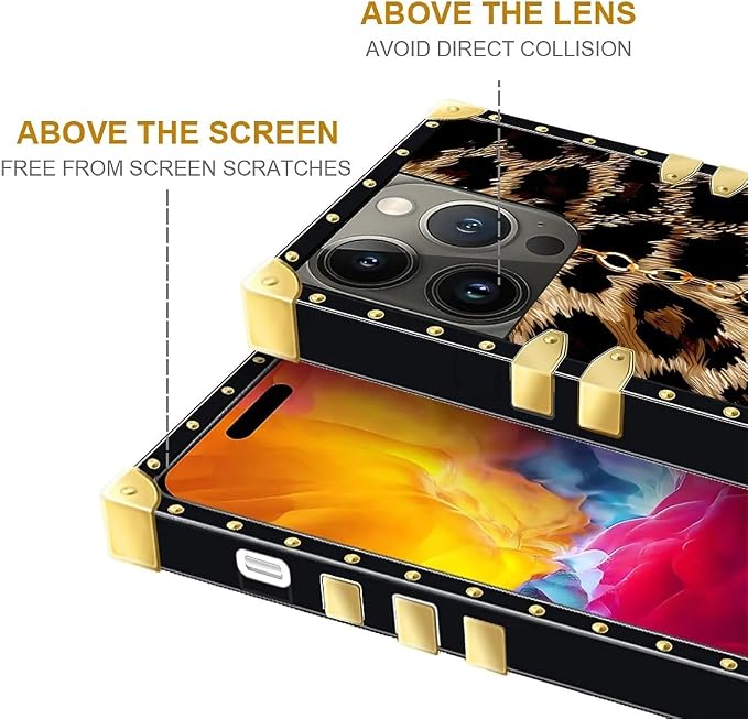 Compatible with iPhone 15 Pro Case, Seamless Gold Chain Leopard Luxury Golden - Image 7