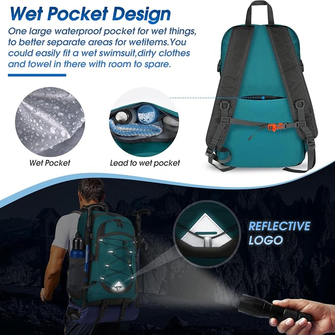IGOLUMON Hiking Backpack 40L Packable Lightweight Camping Backpack Men Women - Image 4