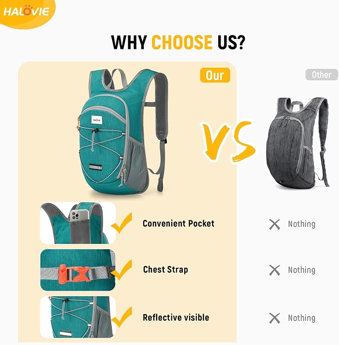 HALOVIE 15L Foldable Hiking Backpack Phone Pocket Lightweight Travel Daypack - Image 6