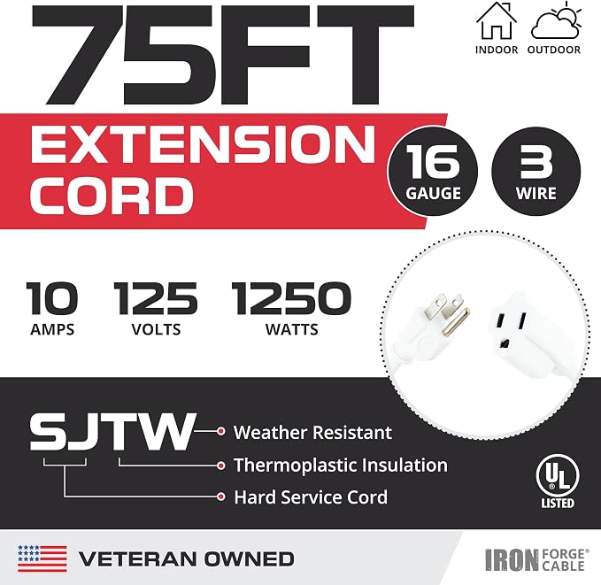 Iron Forge Cable Weatherproof 75 Ft Outdoor Extension Cord - Image 2