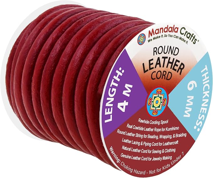 Mandala Crafts Round Genuine Burgundy Leather Cord by MandalaCrafts