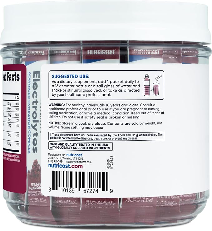Nutricost Electrolytes Complex, Grape Flavored, 40 Stickpacks - Image 4