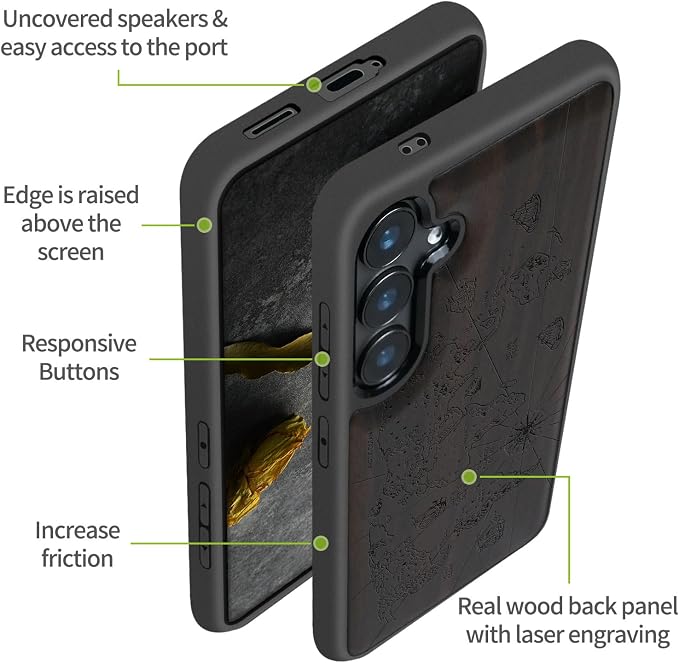 Carveit Wood Case for Galaxy S24 Plus Case Shockproof Protective Cover Unique - Image 6