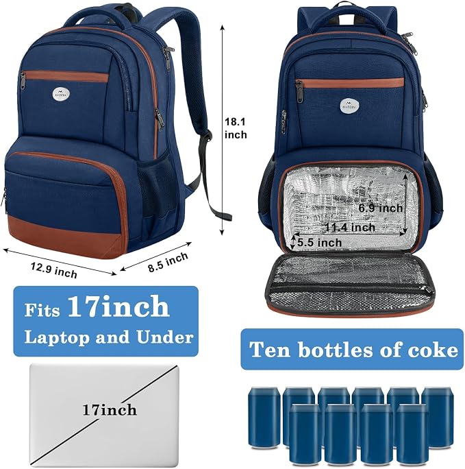 MATEIN Laptop Backpack with Lunch Compartment, Large Insulated Lunch Backpack - Image 4