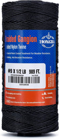 Hongda #9 Braided Bank Line Twine, 989 Feet Black Bonded Nylon Gangion Line by hongda