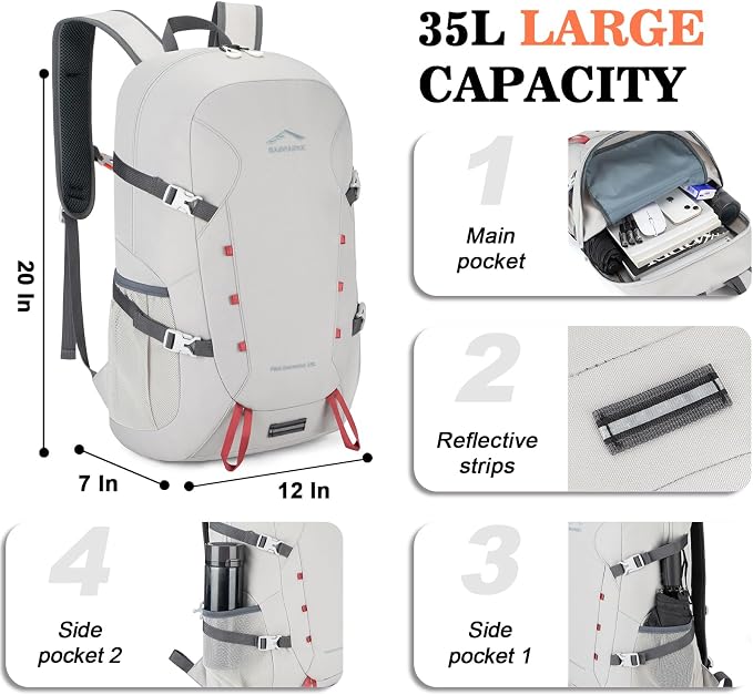 BAGPARKK Hiking Backpack, Large 35L Travel Backpacks - Image 3