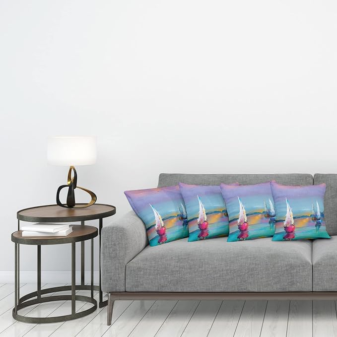Ambesonne Abstract Oil Painting Decorative Throw Pillow Case Pack of 4 - Image 3