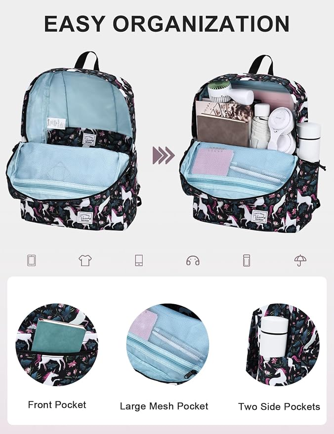 VASCHY Backpack for School, Lightweight Water Resistant Bookbag Casual Daypack - Image 3