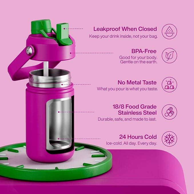 ENCOOL Kids Insulated Water Bottle - 12oz Stainless Steel Water Bottle with - Image 5