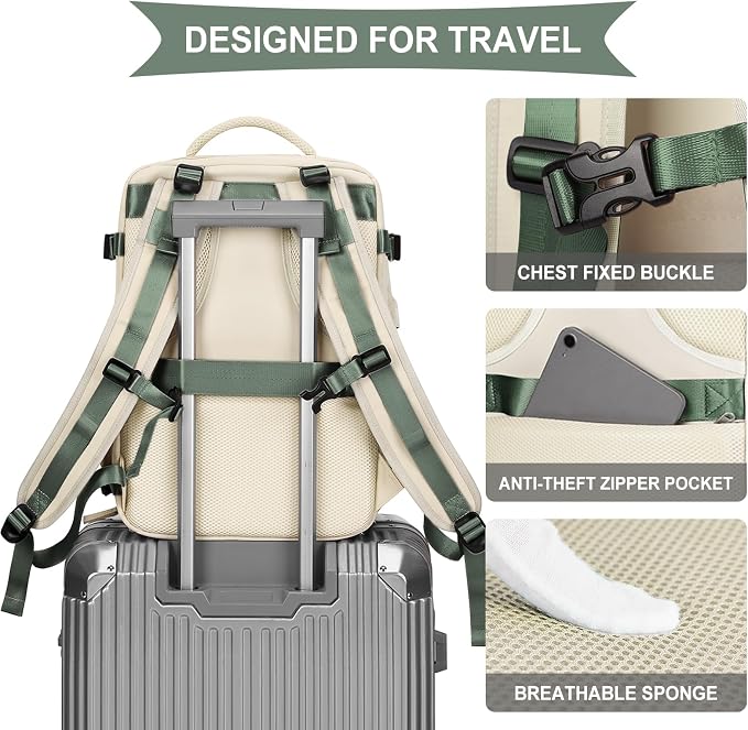 coowoz Large Travel Backpack for Women Men, Carry On Backpack Flight Approved - Image 6
