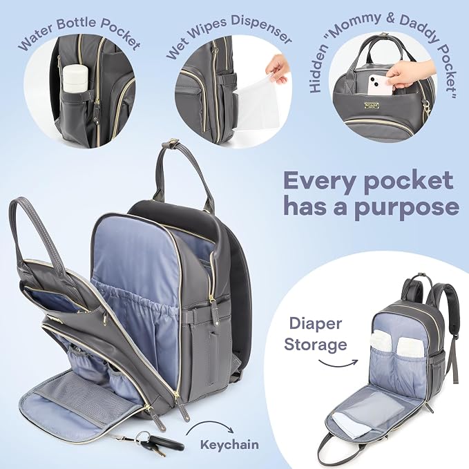 RUVALINO Diaper Bag Backpack, Insulated Bottle Holders & Pacifier Case - Image 3