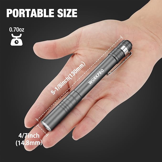WORKPRO LED Pen Light, Aluminum Pen Flashlights, Pocket Flashlight - Image 2