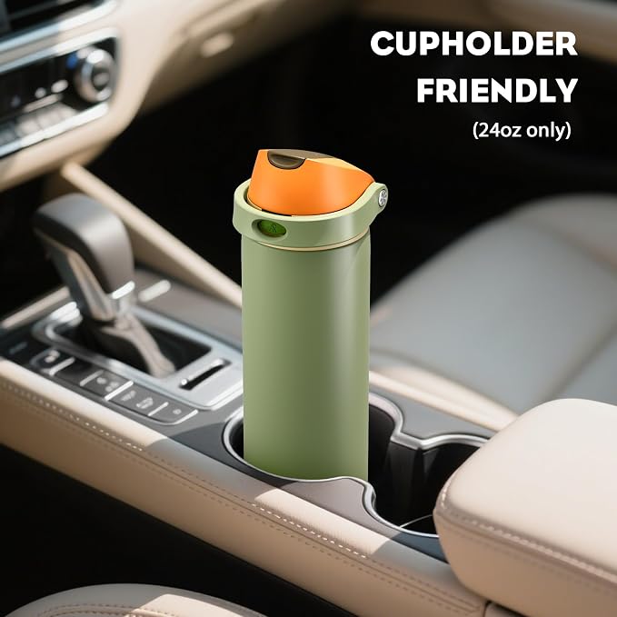 POWCAN 24 oz Metal Sports Water Bottle: 2-in-1 Push-Button Spout & Quick-Flip - Image 5