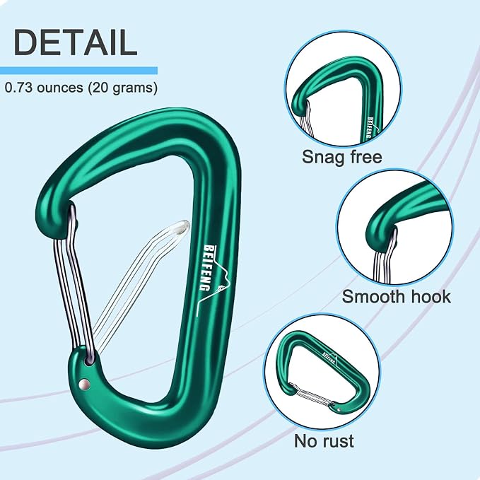 BEIFENG Heavy Duty Lightweight Locking Carabiner Clips D Ring - Image 3