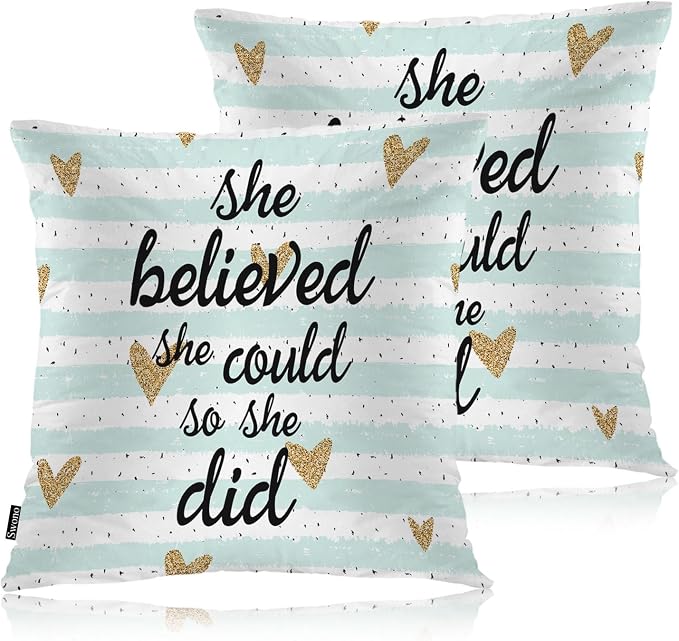 Swono Motivational Quote Pack of 2 Decorative Throw Pillow Covers Cushion Covers by Swono