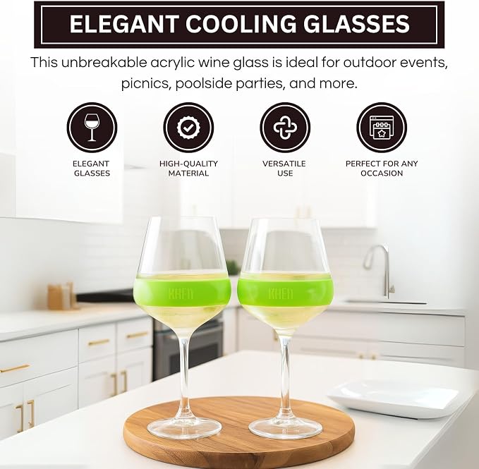 14oz Frozen Cooling Wine Glasses, 2 Set – Keep Drinks Cold Longer, Stemmed - Image 4