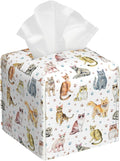 Tissue Box Cover Square, Cute Cats and Paw Tissue Box Holder Waterproof Leather by Unknown