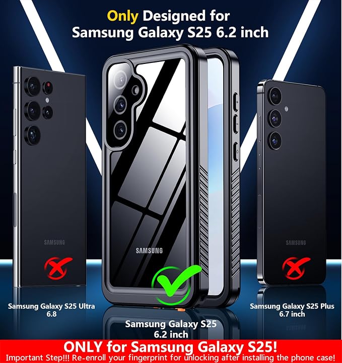 SPIDERCASE Only Designed for Samsung Galaxy S25 Case Waterproof, Built-in Full - Image 2