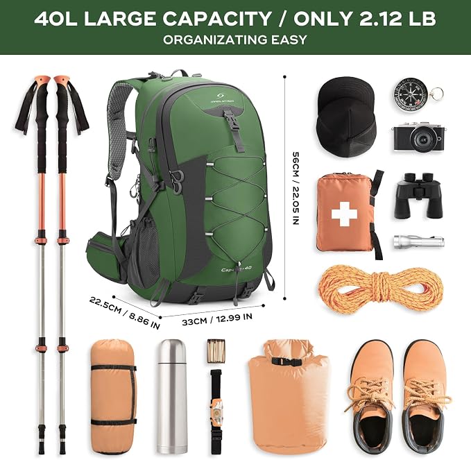 Maelstrom Hiking Backpack, Camping Backpack, 40L Waterproof Hiking Daypack - Image 2
