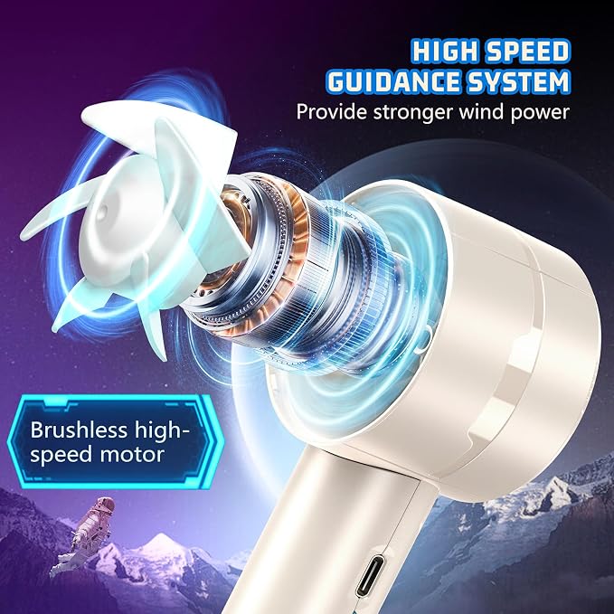 Portable High Speed Mini Handheld Fan, USB Rechargeable Neck Personal Mini Fan - Image 3