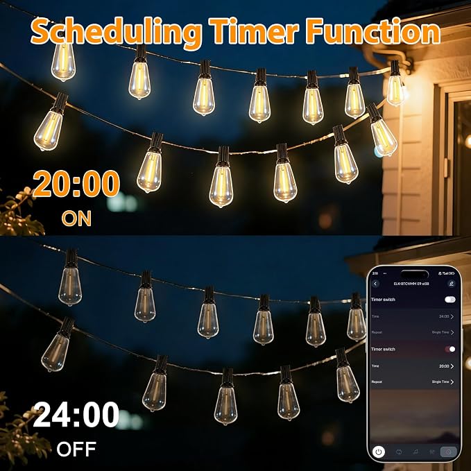 LumBelle Smart Outdoor String Lights, 50FT ST38 LED Patio Lights - Image 3