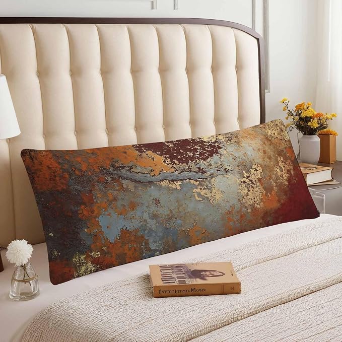 Grunge Rust Decorative Body Pillowcase 20"X54", Metal Rusty Steel Brown Outdoor - Image 3