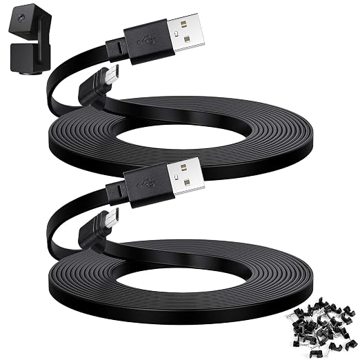 2-Pack 30 ft Cable for WYZE Cam Pan V3 Outdoor Camera, Micro USB 90 Degree by YEAOI