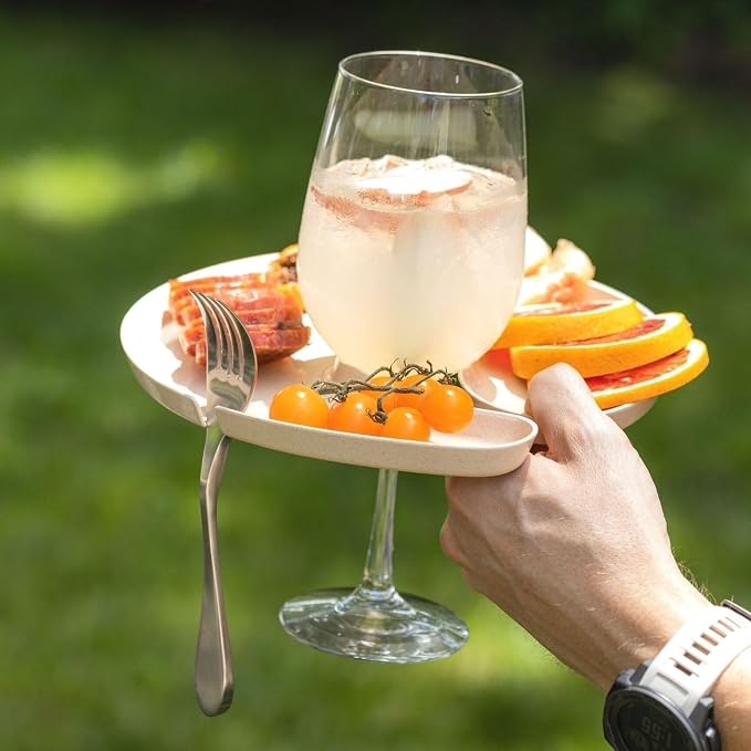 Knork Eco Party Bundle, Appetizer Wine Cup Holder Plate, 2 Piece Set - Image 2