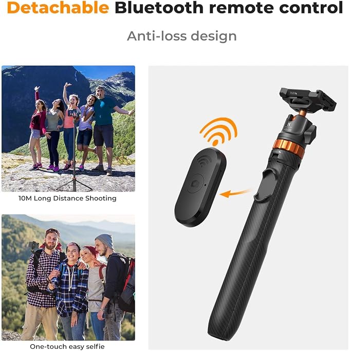 K&F CONCEPT 62'' Phone Selfie Stick Tripod, 2-in-1 Extendable Cell Phone Tripod - Image 8