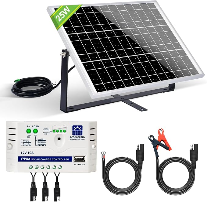 ECO-WORTHY 25 Watts 12V Off Grid Solar Battery Charger Kit: Waterproof Solar by ECO-WORTHY