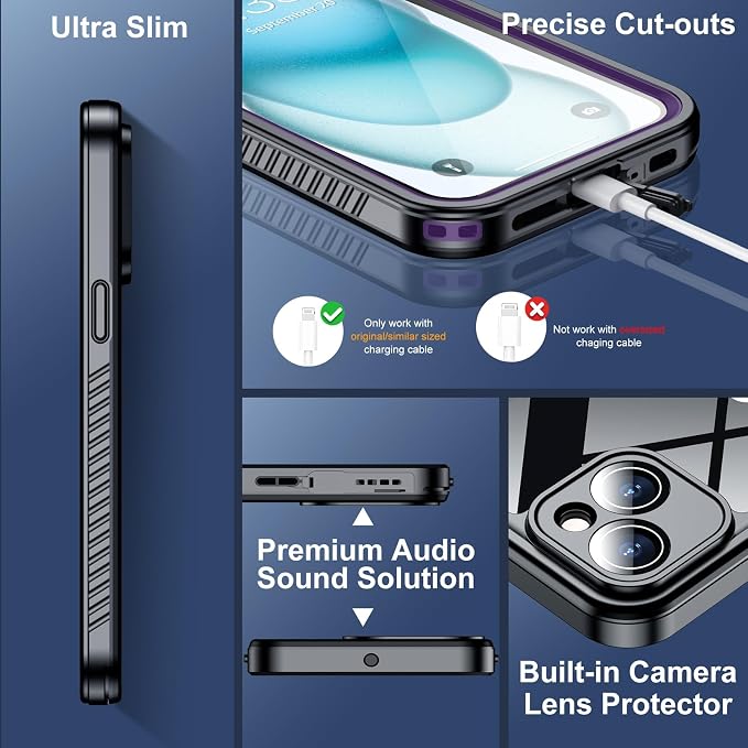 SPIDERCASE for iPhone 15 Case Waterproof, Built-in Lens & Screen Protector - Image 4