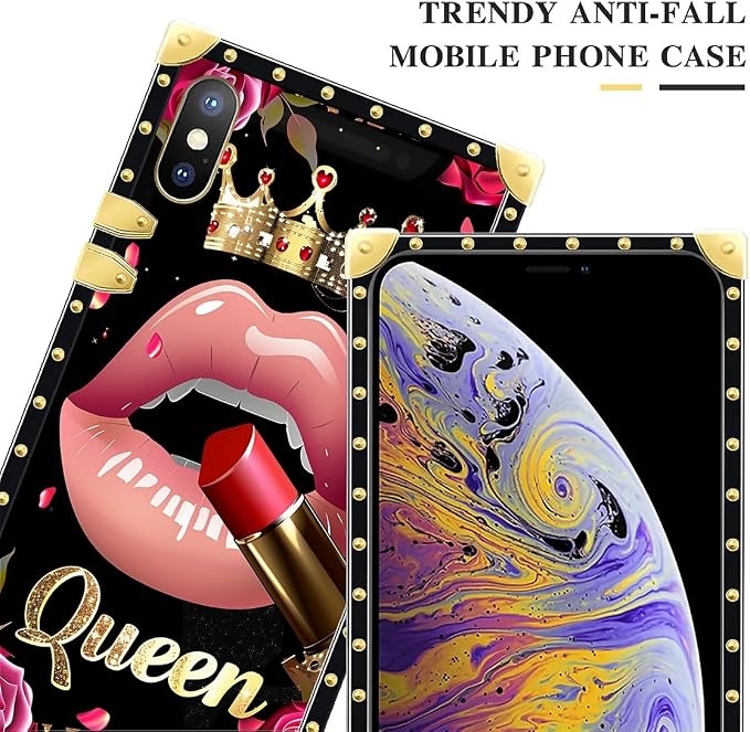 Compatible with iPhone XR Case, Glitter Red Rose Queen Leopard Lipstick Luxury - Image 4