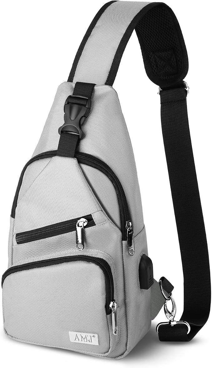 AMJ Crossbody Sling Bag Men Women, Casual Shoulder Backpack, Chest Daypack by AMJ