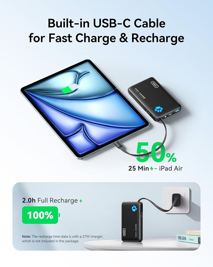 INIU Portable Charger with Flashlight, 45W Fast Charging Tablet Power Bank with - Image 3