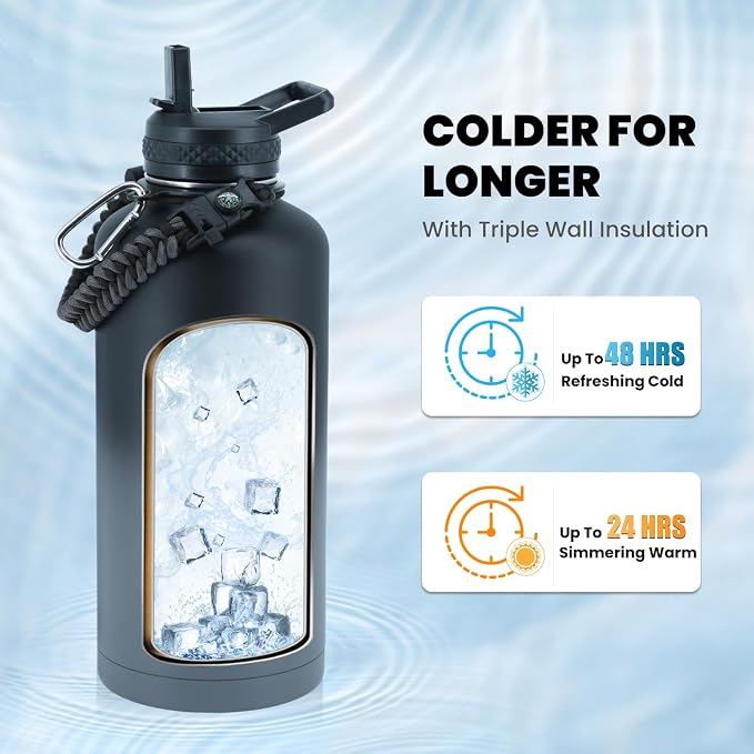 RAYMYLO Insulated Water Bottle 87 oz, Triple Wall Vacuum Stainless Steel - Image 2
