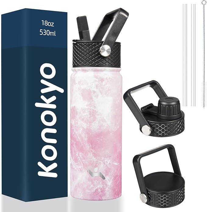 Konokyo 18 oz Insulated Water Bottle Stainless Steel Sport Bottles by Konokyo