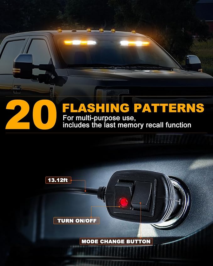 HLauto 6Z4J Emergency Dash Strobe Lights: 2x16.8 inch Amber White Safety Lights - Image 4