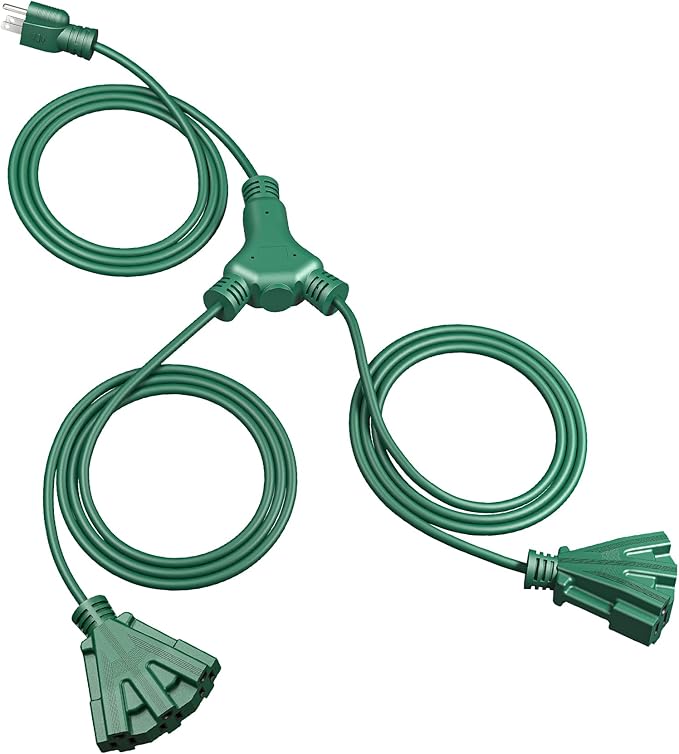 DEWENWILS Outdoor Extension Cord 1 to 2 Splitter, 19FT Total Length, 6 Grounded by DEWENWILS