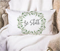 EKOBLA Rustic Be Still Rectangle Throw Pillow Case Green Olive Wreath Leaves by EKOBLA