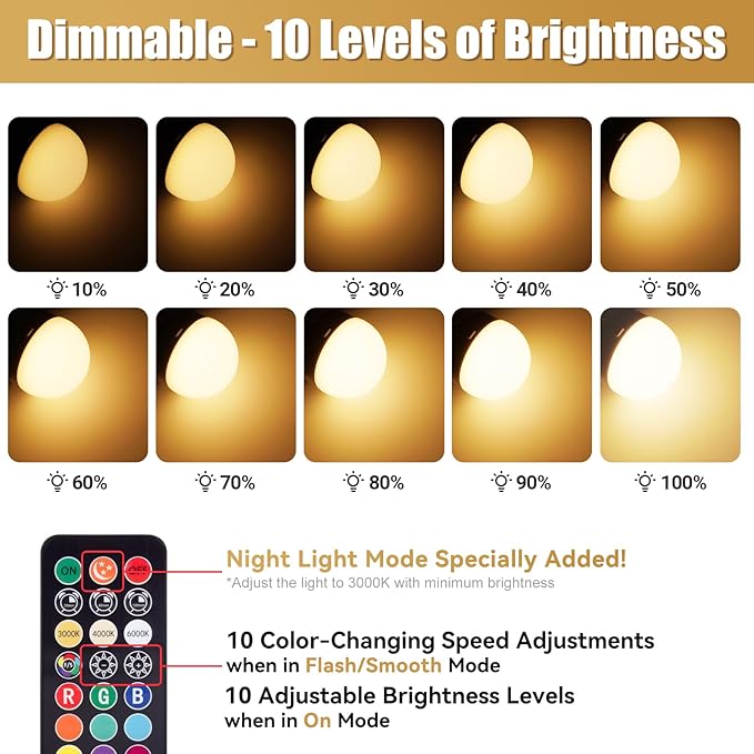Yochoice 4-Pack Rechargeable Battery Powered Light Bulb, Dimmable A19 Light Bulb - Image 3