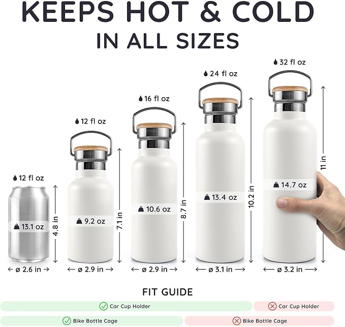 Bambaw Insulated Metal Water Bottle 32 oz, Double Wall 32 oz Water Bottle - Image 5