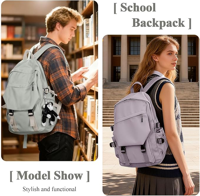 coowoz College Backpack Waterproof Black College Bags - Image 7