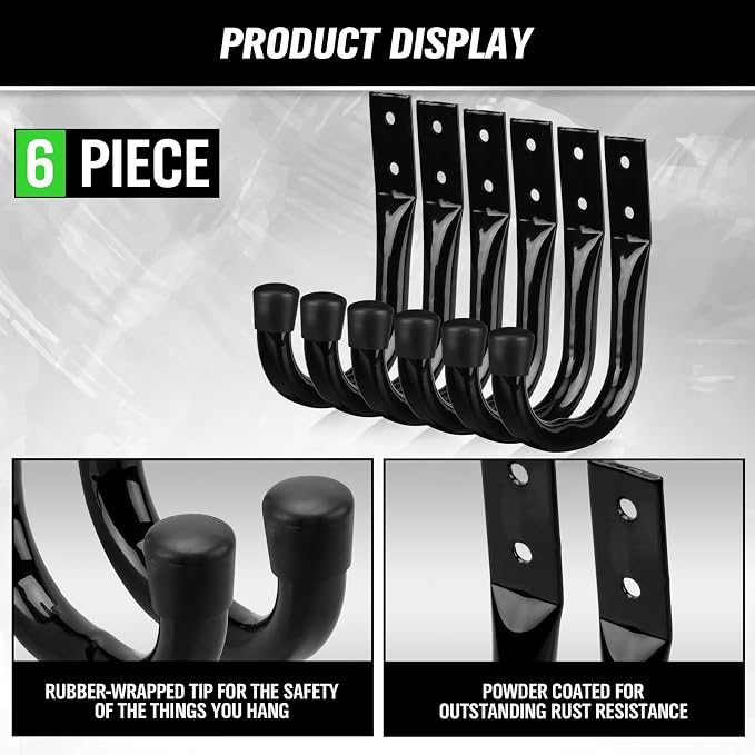 Heavy Duty Garage Storage Hooks, 6-piece Bike Hooks - Image 4