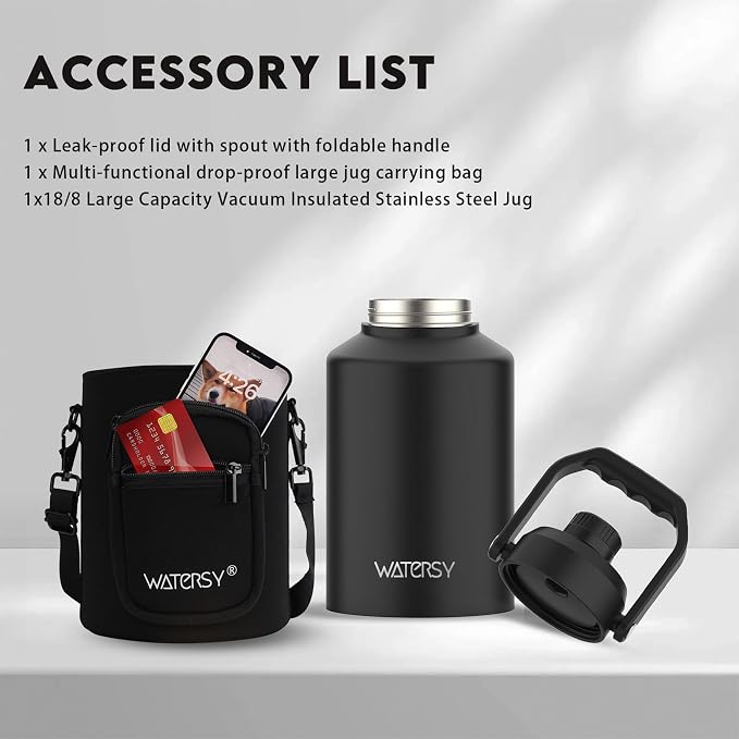 WATERSY 1 Gallon Water Bottle Insulated, BPA Free&Leak Proof, 128oz Stainless - Image 6